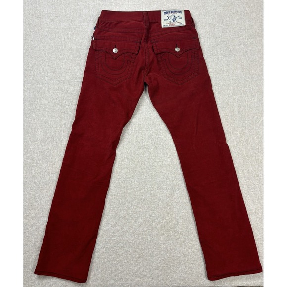 True Religion Mens Corduroy Straight Pants Size 30 Red - Picture 8 of 10